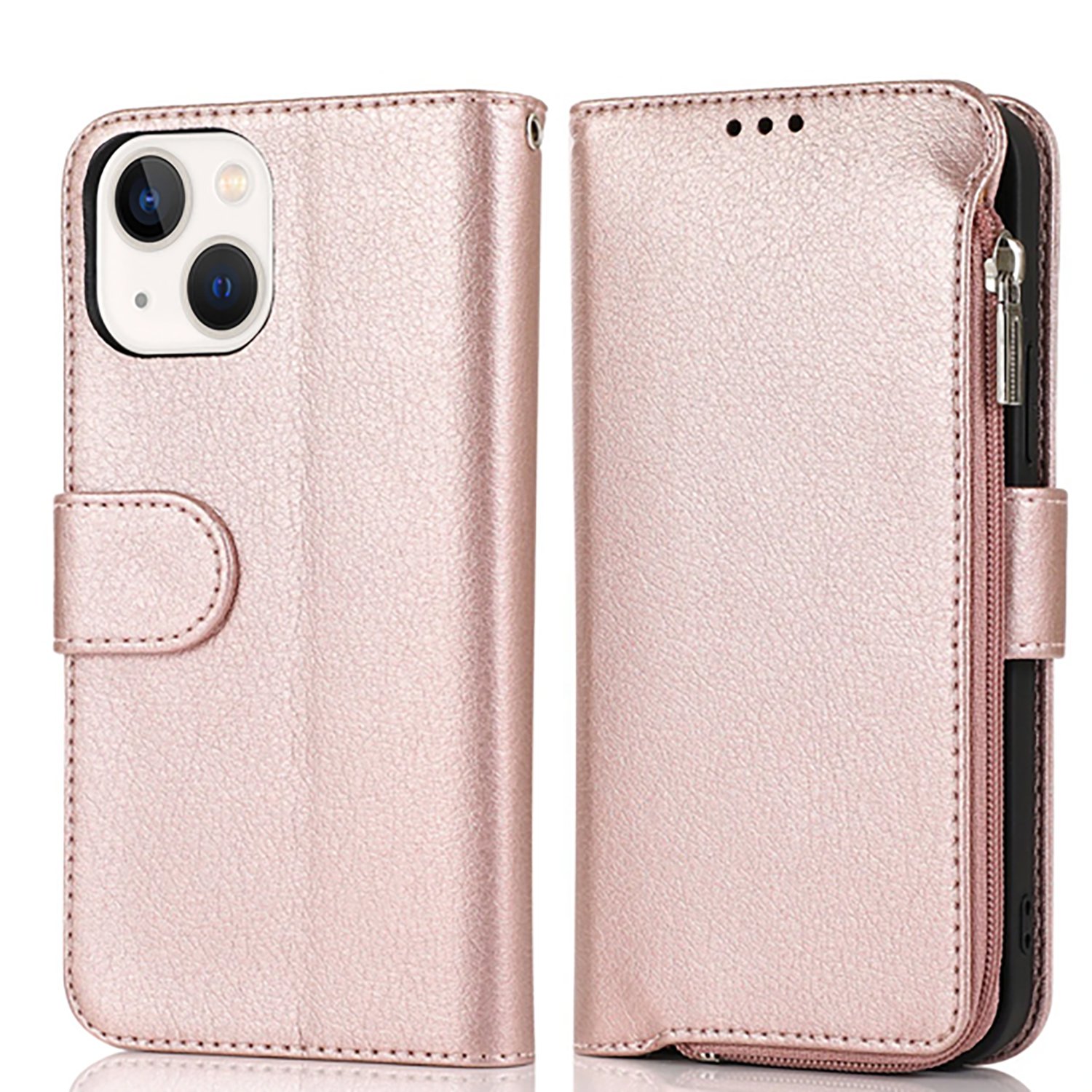 iPhone 15 Plånboksfodral med Dragkedja - Praktiskt Flip-fodral