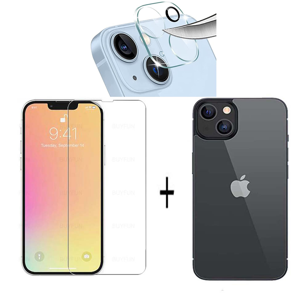 3in1 iPhone 14 Plus Fram- & Baksida Kameralinsskydd 0,3mm