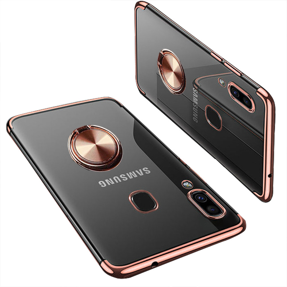 Galaxy A40 - Skyddande Silikonskal med Ringh�llare