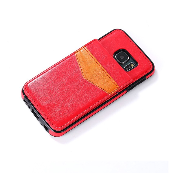 S7 Edge - LEMANS Läderskal med Plånbok/Kortfack