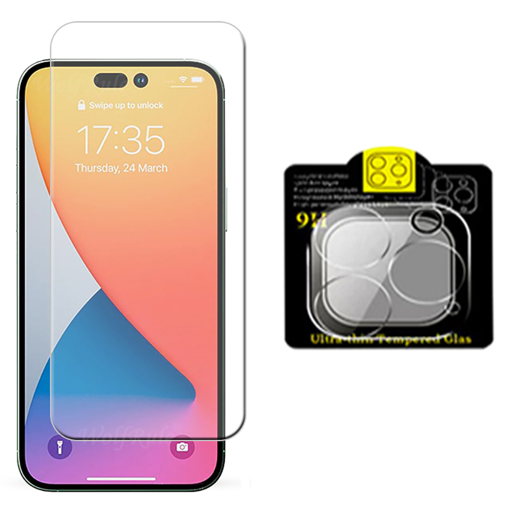 2-PACK iPhone 14 Pro Max Skärmskydd + Kameralinsskydd HD 0,3mm