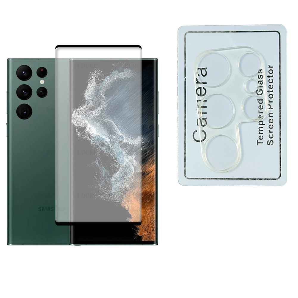 2-PACK Galaxy S22 Ultra CASE-Friendly Skärmskydd + Kameralinsskydd