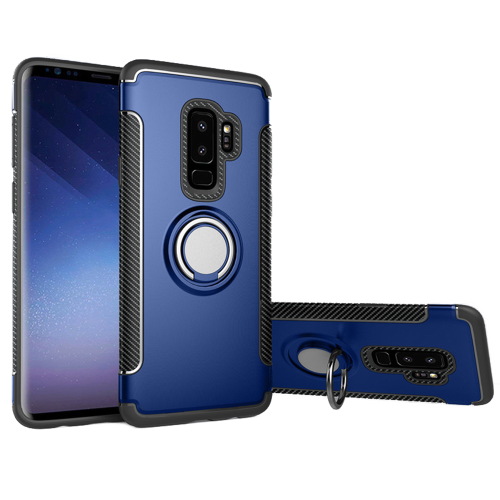 Galaxy S9+ - HYBRID Carbonskal med Ringhållare FLOVEME
