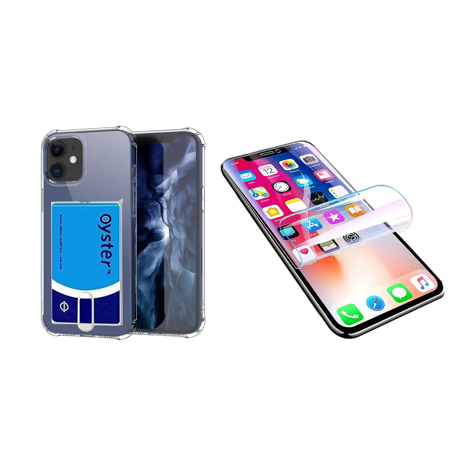 iPhone 12 Mini - Skal med Korth�llare & Hydrogel Sk�rmskydd