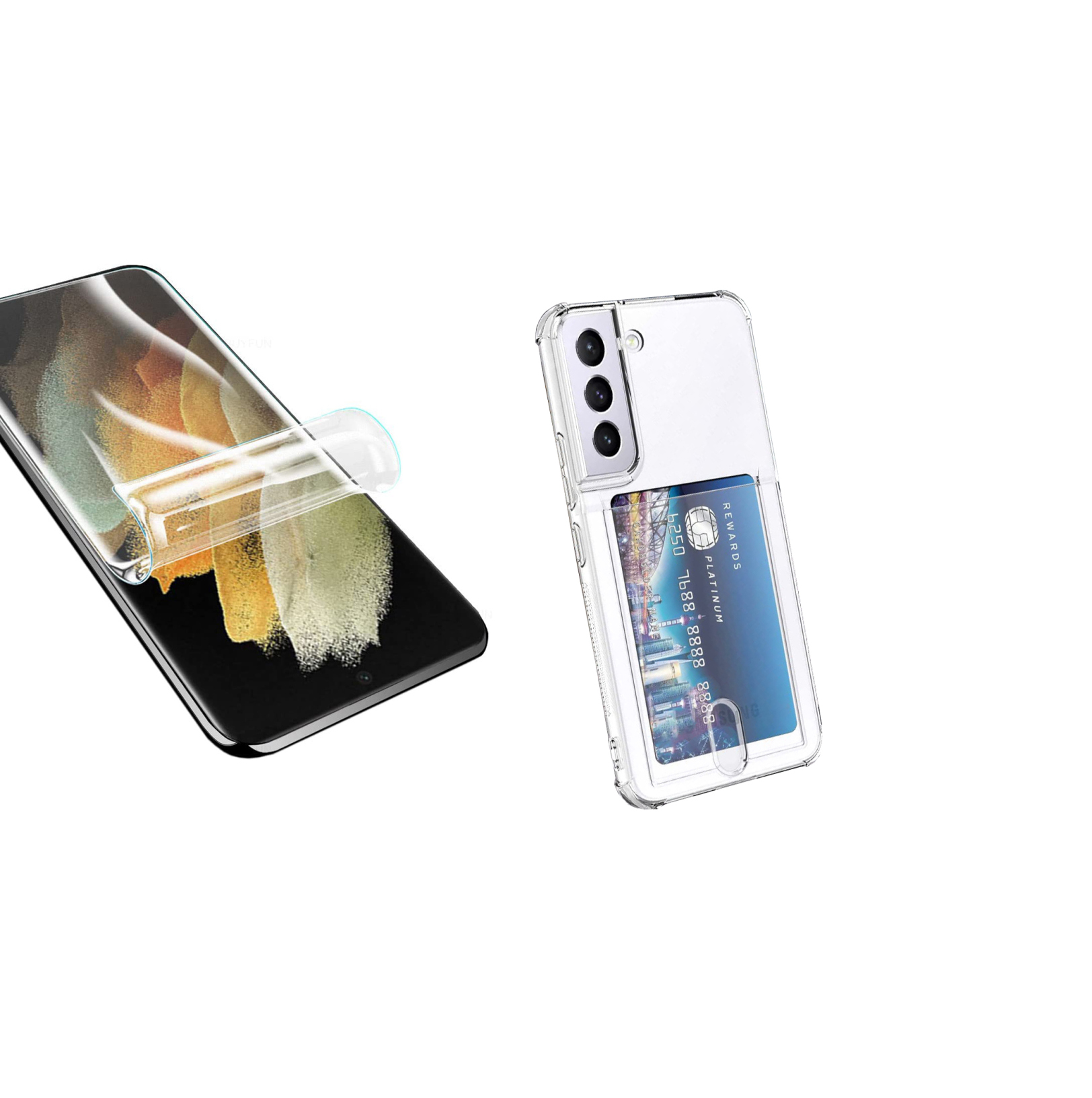 Galaxy S22 - Skal med Korthållare & Hydrogel Skärmskydd
