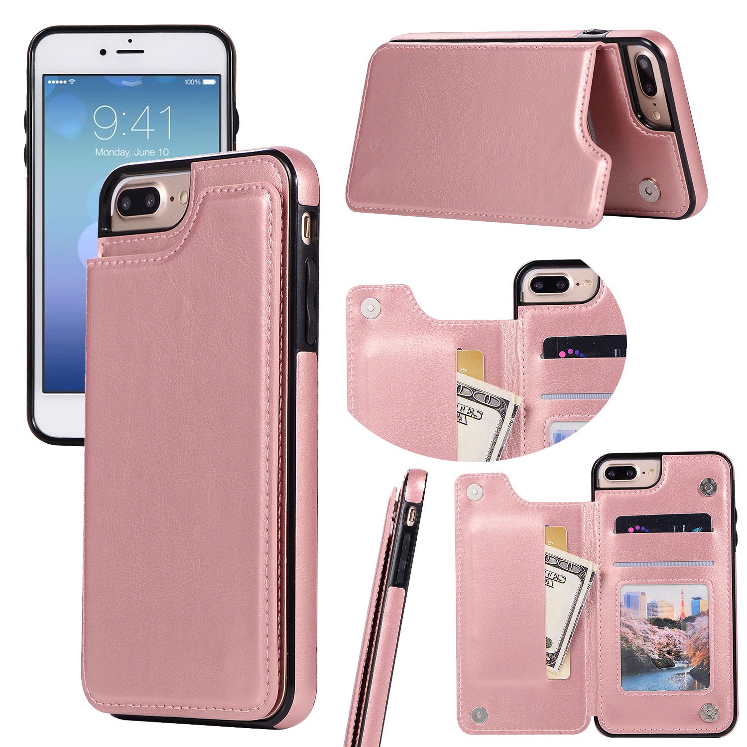 iPhone 8 Plus - Smart Läderskal med Plånbok/Kortfack NKOBEE