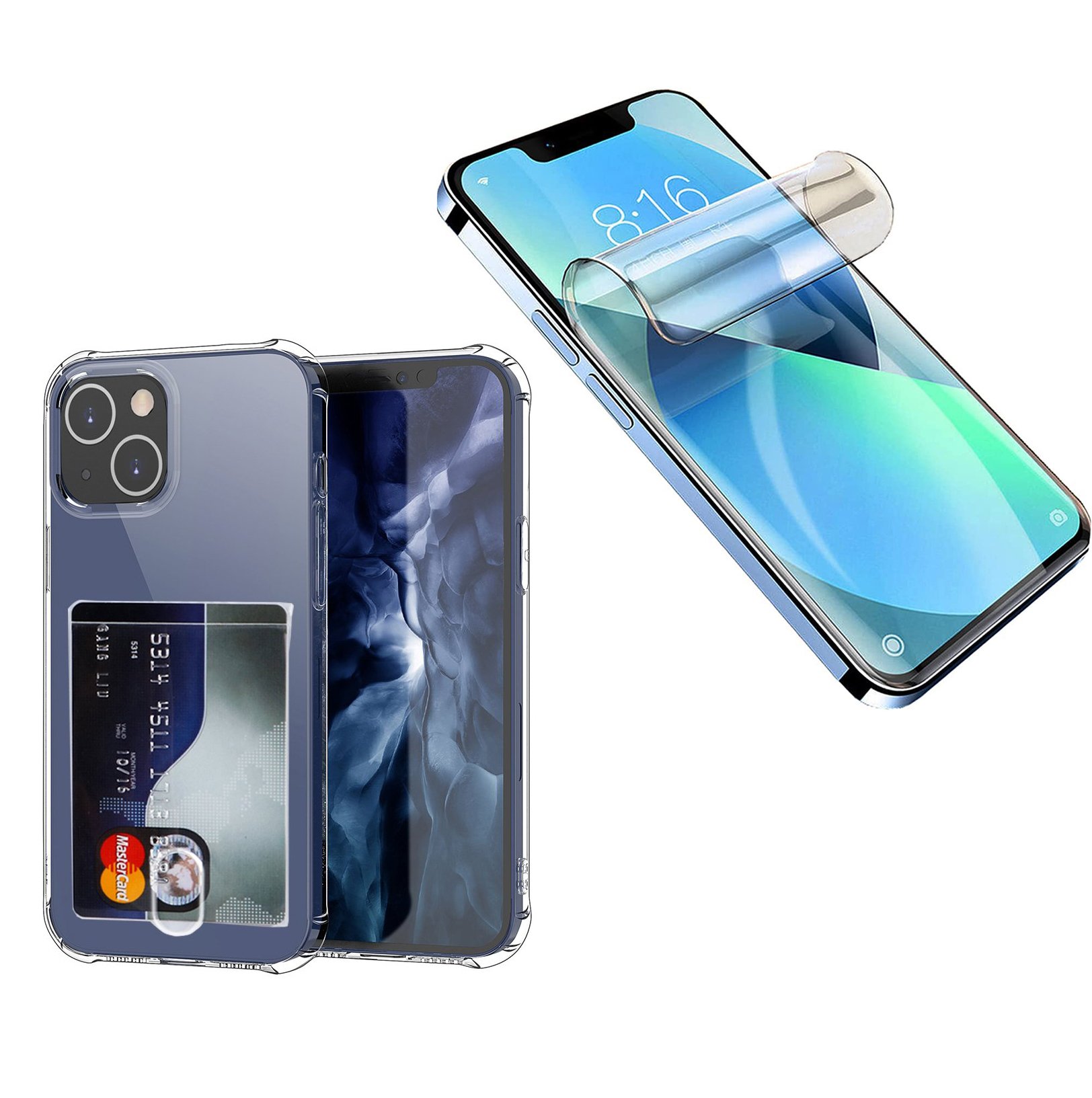 iPhone 14 Plus - Skal med Korthållare & Hydrogel Skärmskydd