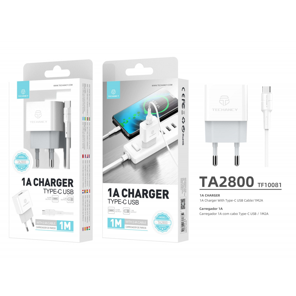 Typ-C Kabel/1A/1M2A/1Usb/Vit/Techancy