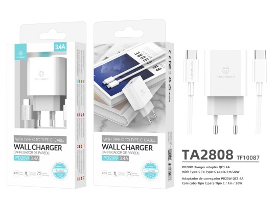 Snabbladdare Adapter med Kabel TYP-C till TYP-C